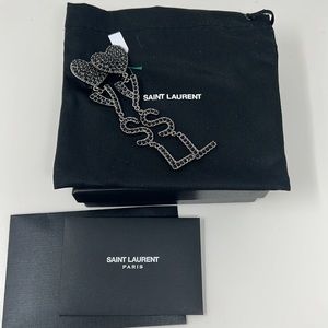 OPYUM YSL HEART EARRINGS IN METAL AND CRYSTAL